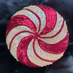 Vtg Red & White Sequin Swirl Box